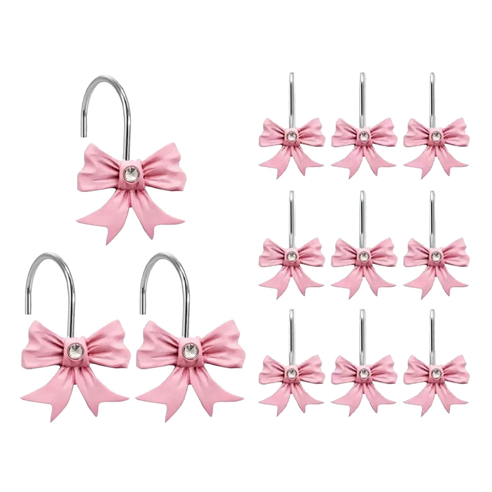 Decorative Shower Curtain Hook Shower Curtain Hooks, 12PCS Cute Bow Hooks, Heavy Duty Rings, Decorative Hanger