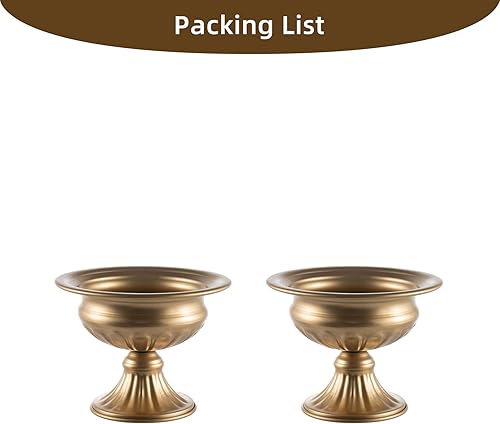 Miniatura 7 de Jarrones dorados para centros de mesa de boda, jarrón pequeño de pedestal de compota de 5 pulgadas para decoración de mesa de centro de mesa,