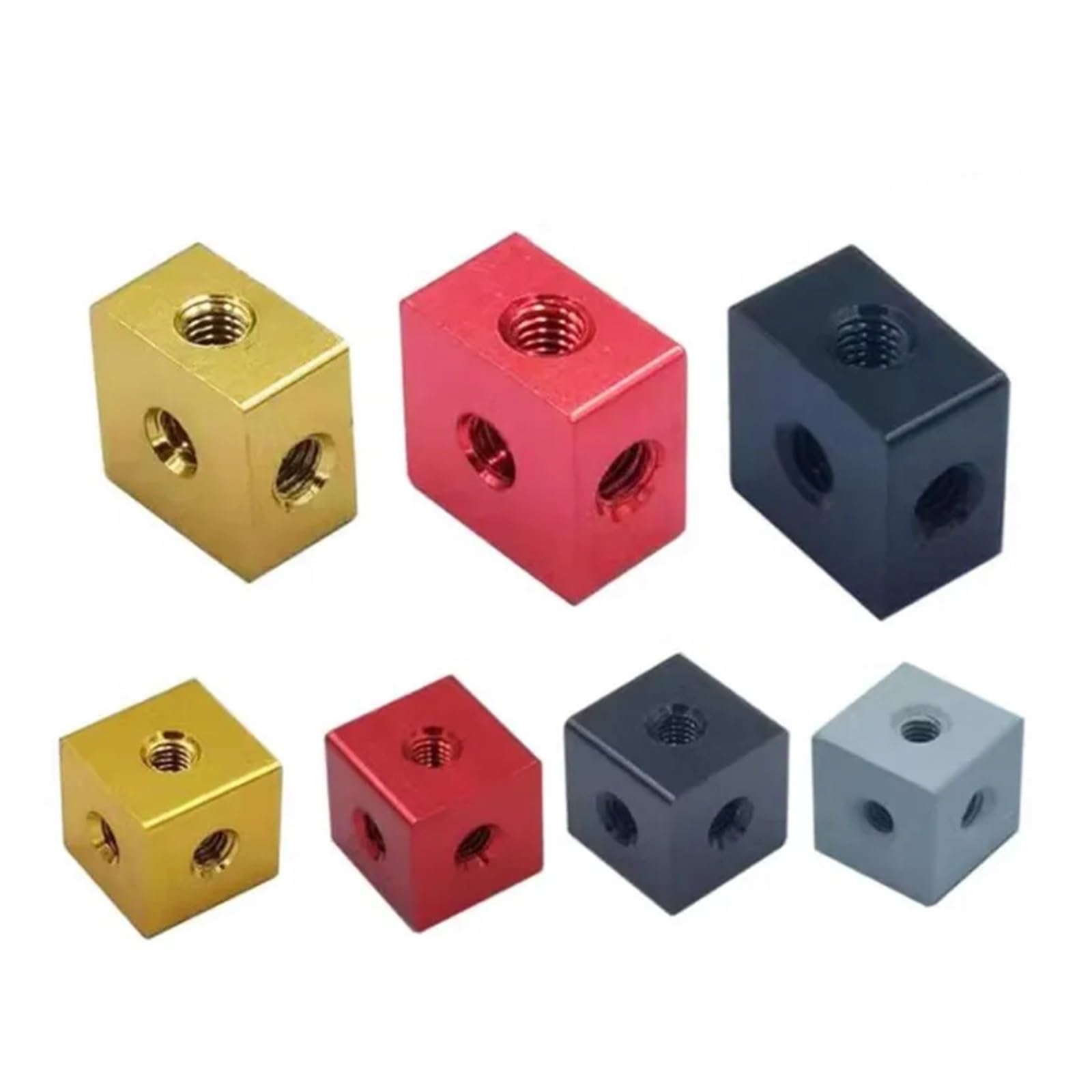 Bloque de tuercas con orificios for tornillos M3, M4, M5 y M6 de 6 lados, aleación de aluminio, conexión de bloqueo, soporte de tuerca cuadrada, placa de rosca de fijación, bloque de cubo(Silver,10pcs