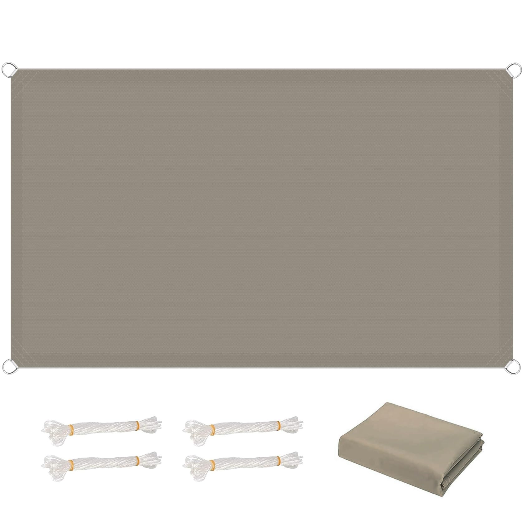 Toile d'ombrage 2x7.5 m en polyester taupe imperméable pour pergola