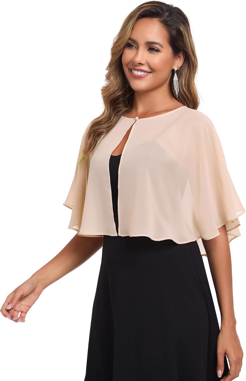 Women's Soft Chiffon Capelets Shawls and Wraps for Evening Wedding Cape Bole Cover Up - Image 3