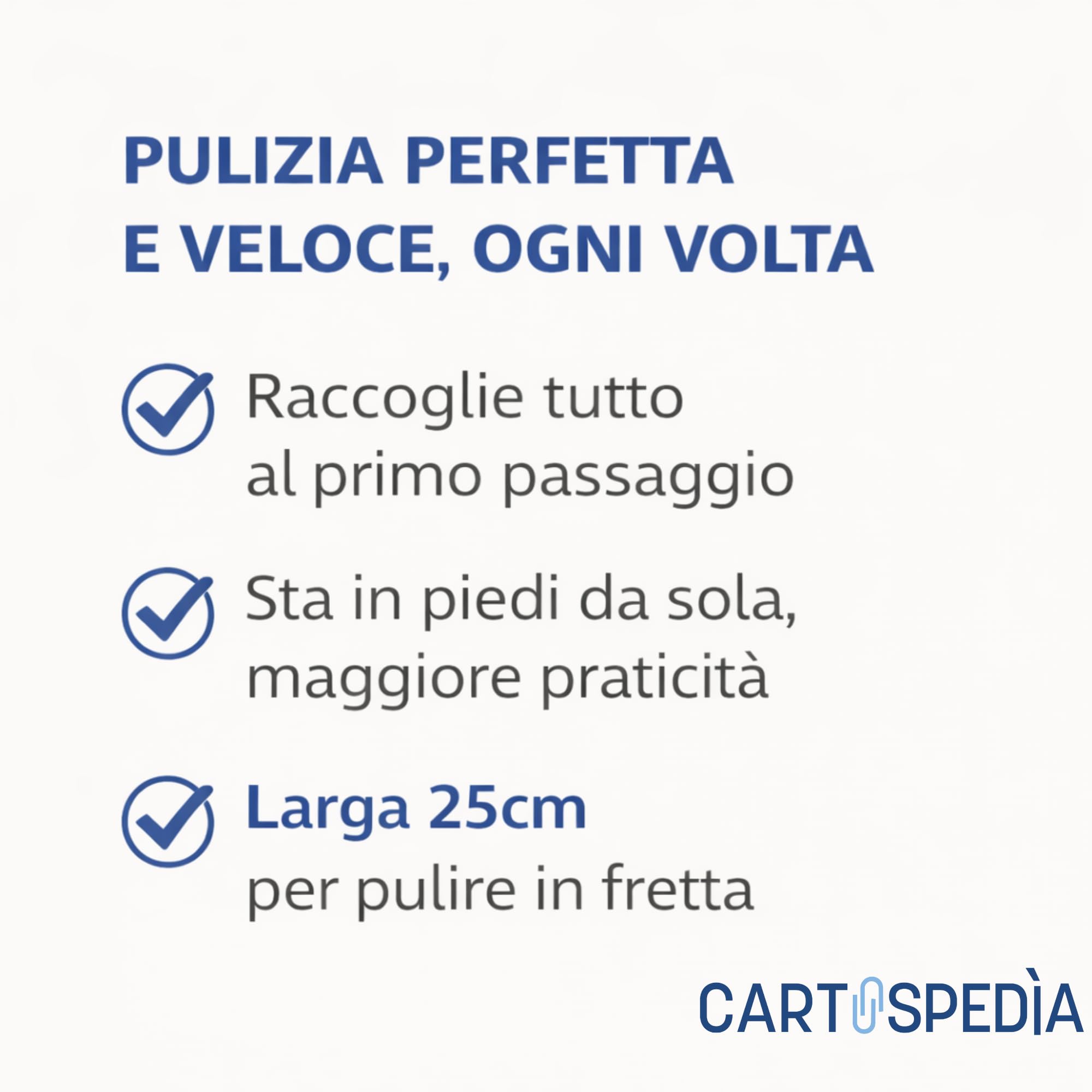Paletta con Manico Lungo COLORE CELESTE, Plastica Monoblocco Resistente, con Pettine per Peli, Paletta Alzaimmondizia sta in Piedi da Sola, per Casa, Ufficio e Garage e Non Solo
