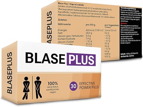 Blase Plus - 30 Capsules for Bladder Diseases and Irritation Bladder - Strong and High Dose - Discreet Delivery