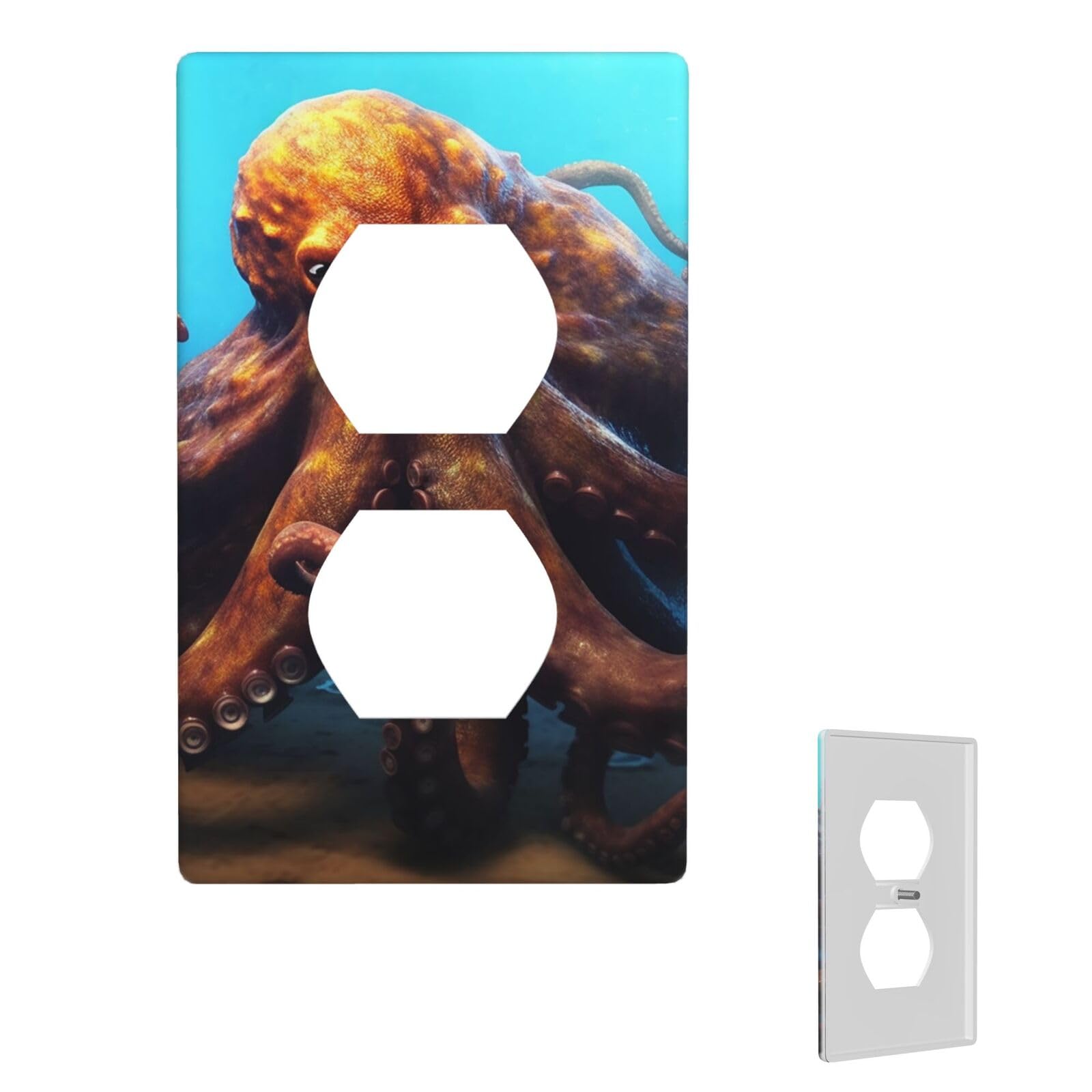 1-Gang Decorator Wall Plate Huge Octopus Light Switch Cover Single Gang Receptacle Wall Plate Standard Size 4.5" x 2.76" Wallplate Unbreakable Polycarbonate Outlet Faceplates Cover