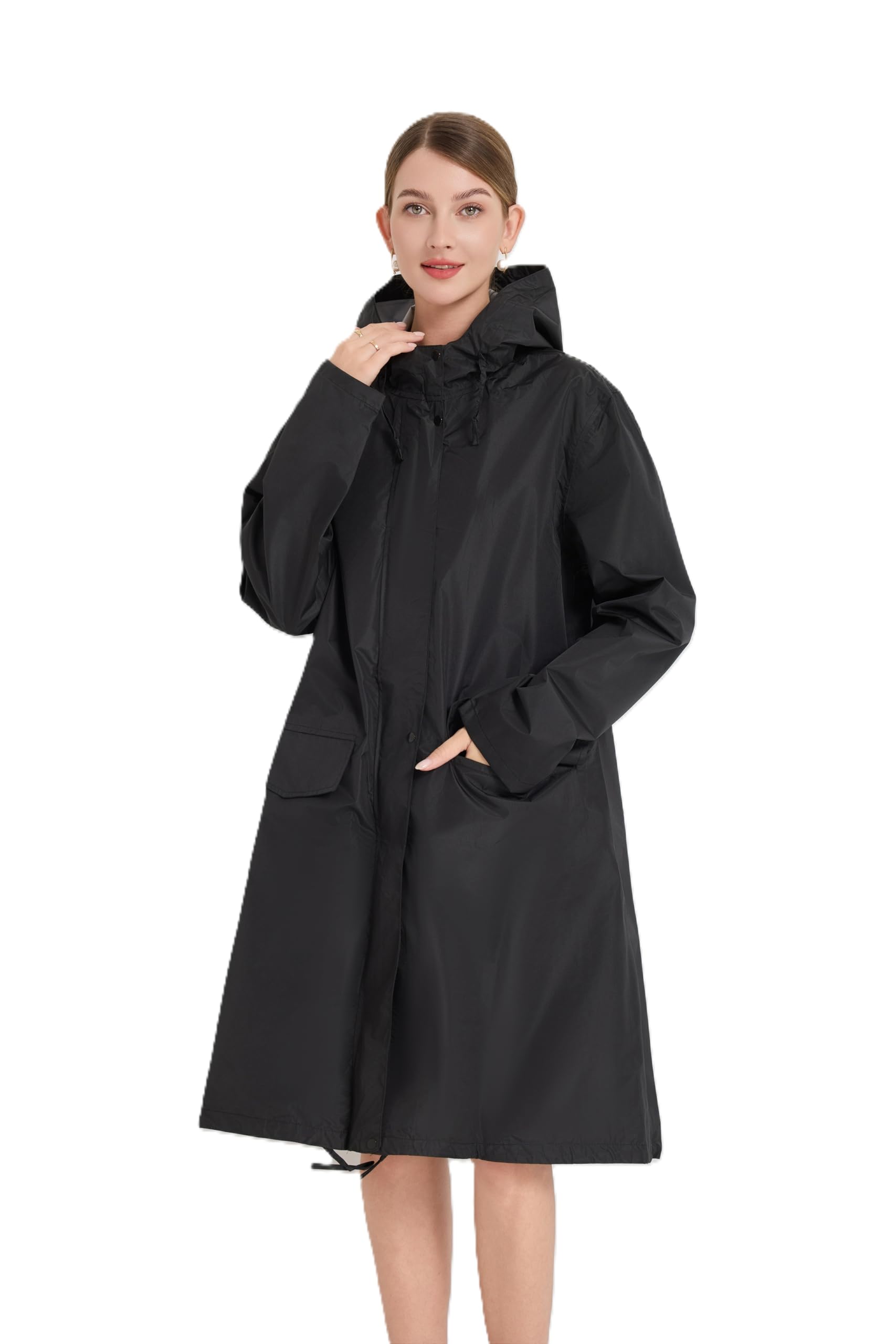 LivelyTrends Waterproof Rain Poncho with Sleeves for Men & Women – Lightweight Reusable Hooded Raincoat, Polyester Rain Jacket for Festivals, Travel, Camping, Hiking & Outdoor Activities