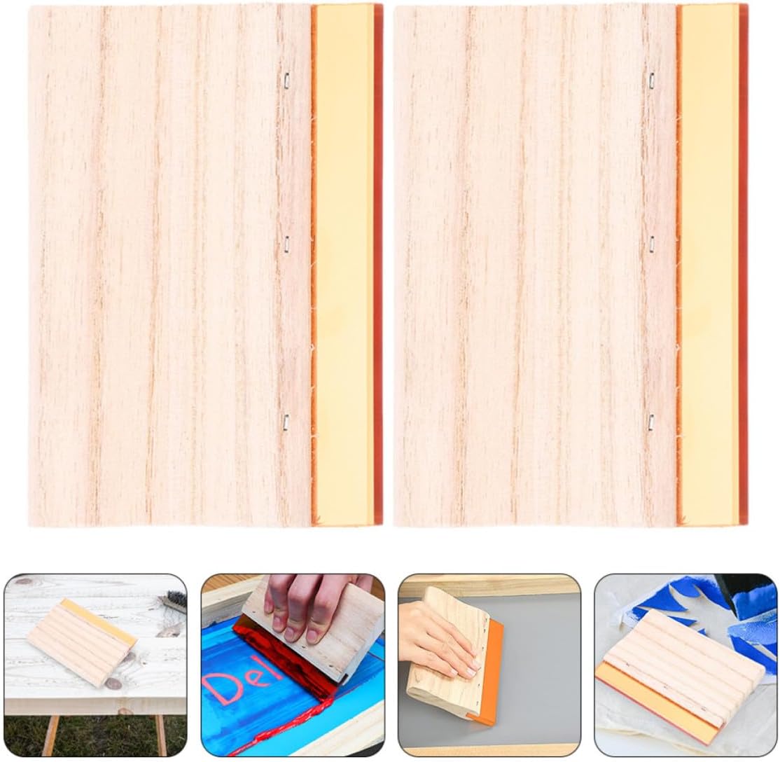 2pcs Wooden Screen Printing Squeegee Scraper Tool for DIY Projects
