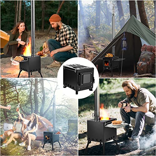 Xdcfla Tent Wood Burning Stove, Portable Camping Stove With Chimney Pipes, Anti-Spark Pipe And Adjustment Pipe Camp Wood Stove For Cooking,Heating,Drying Clothes #TOP6