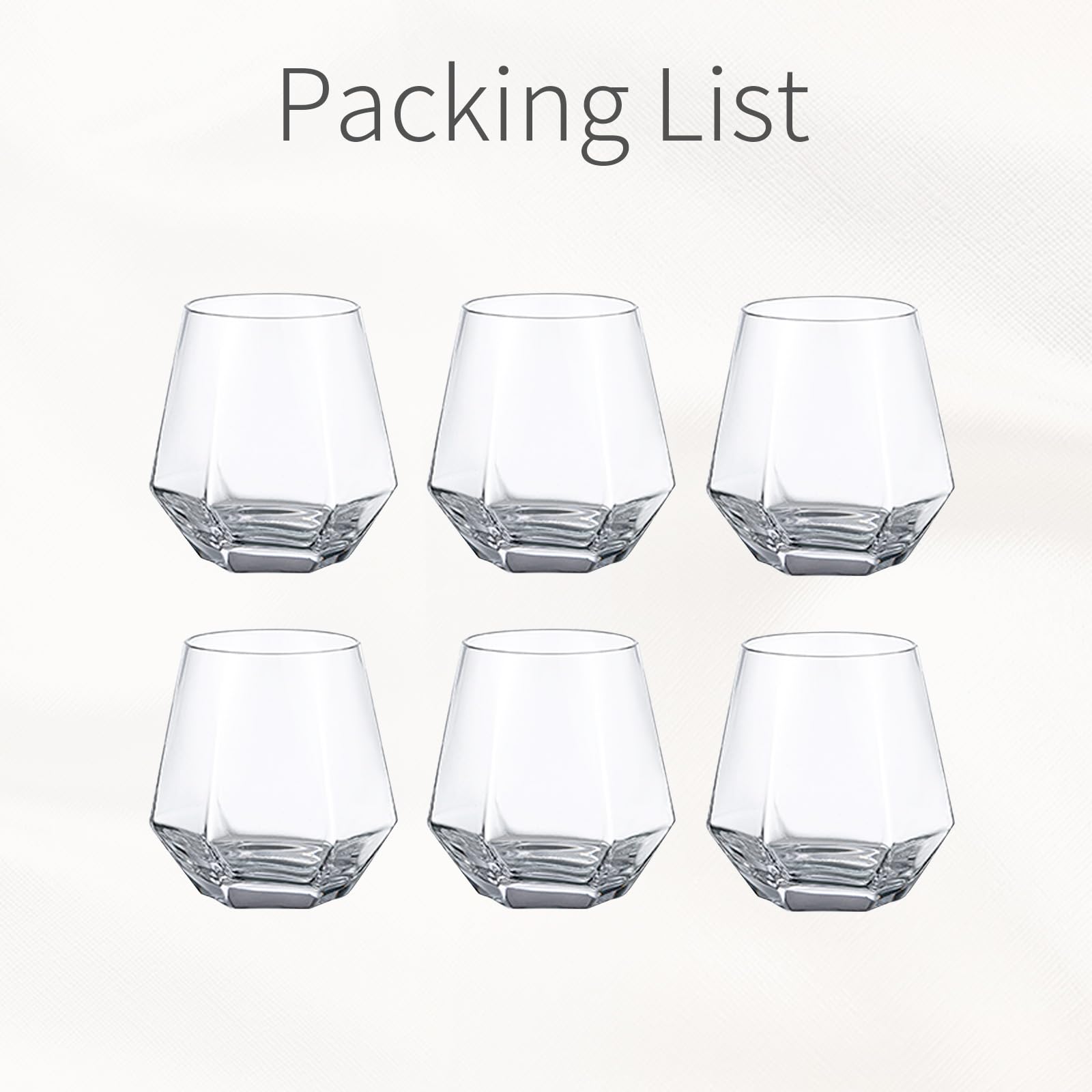 Verres à Whisky Old Fashioned: 6 Pcs Gobelet sans Pied, Transparent