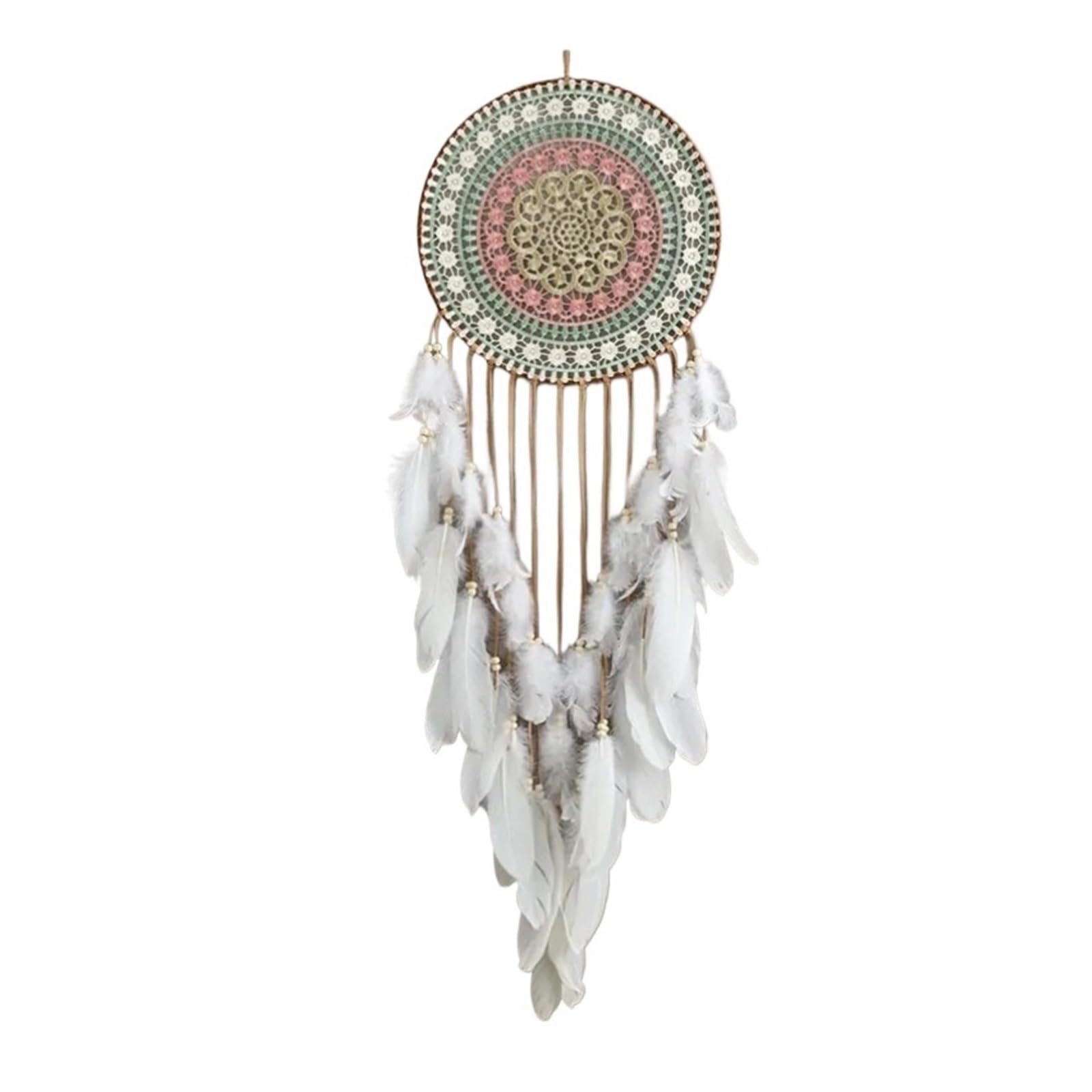 Woven Round Dream Catcher Feather Tassel Pendant Home Bedroom Handmade Craft For Bedrooms(Color1)