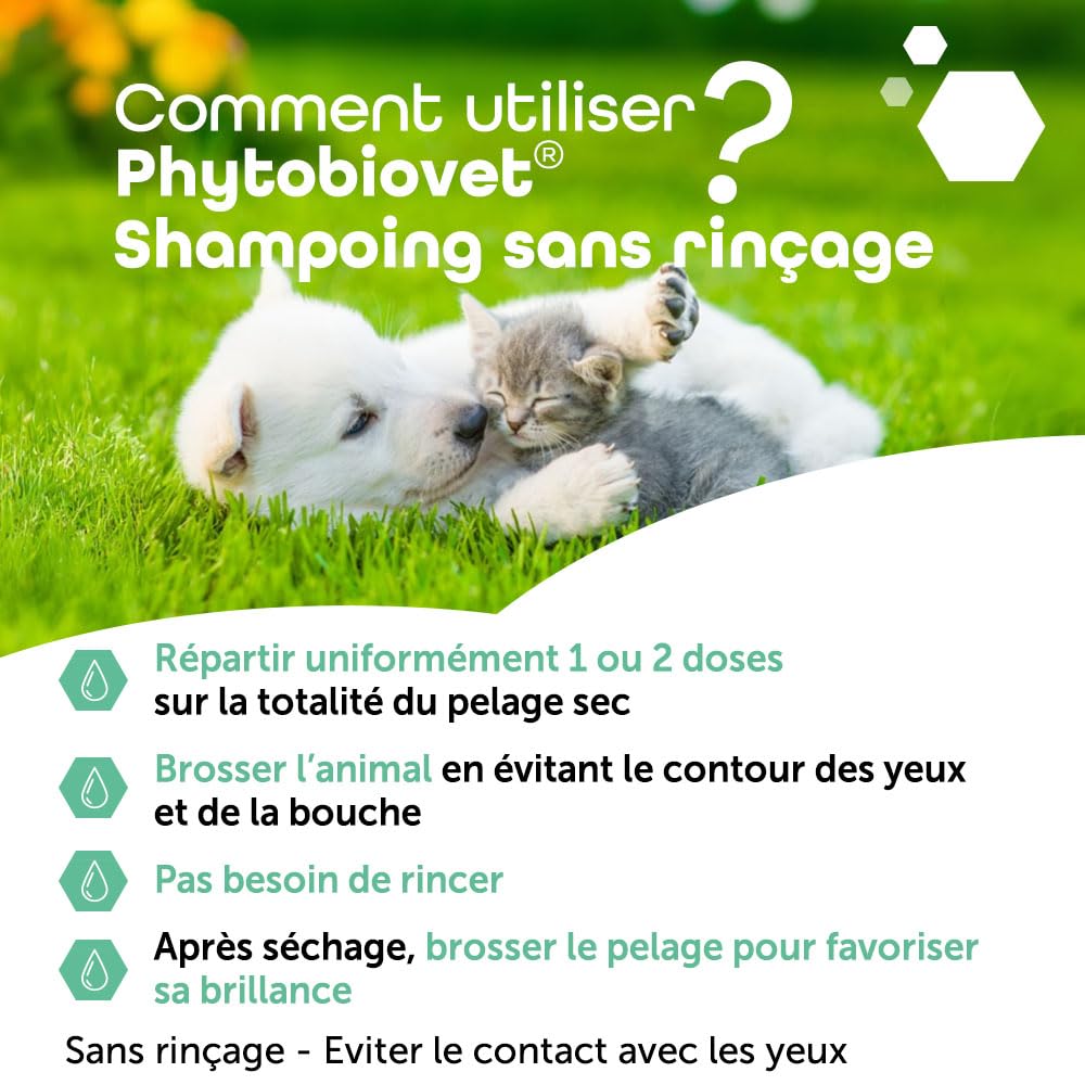 MP Labo Phytobiovet® Shampoing sans Rinçage pour Chien et Chat 200 ML - A l’Aloe Vera et à la Mauve - Labellisé Ecocert Ecosoin Bio des Animaux