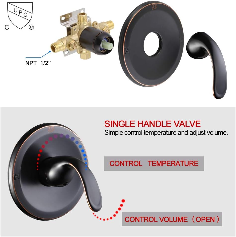 Top Brands POP Dual-Function Shower Faucet Set with Valve Oil Rubbed Bronze Bathroom High Pressure 35 Setting Dual 2 in 1 Shower System with Handheld Showerhead 3-way Water Diverter Shower Trim Kit