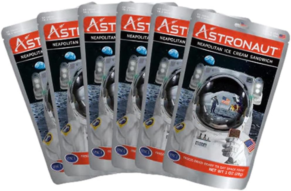Astronaut Foods Freeze-Dried Ice Cream Sandwich, NASA Space Dessert, Neapolitan, 6 Count