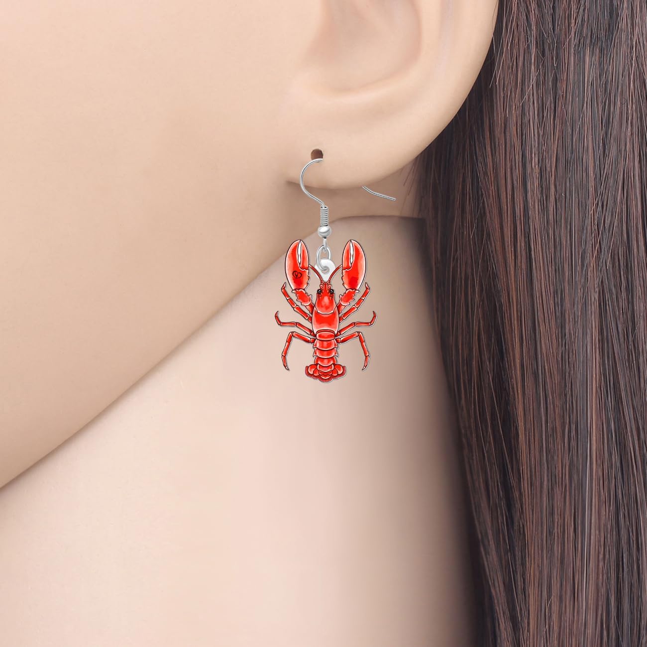NEWEI Acrylic Cute Sea Animal Lobster with Starfish Dangle Earrings for Women Funny Shrimp Jewelry Accessories Gifts for Beach Lovers Vacation Party Charms image 2