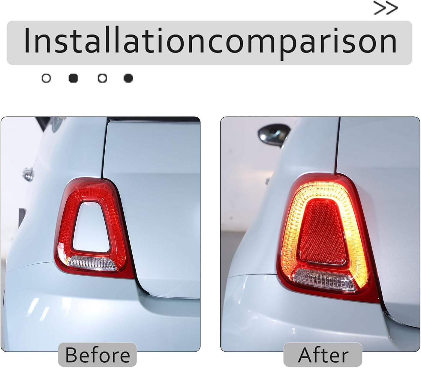 Car Tail Light Cover Trim for Fiat 500 2016-2025 Accessories, Reverse/Brake Light Decal, Smoked Tailight Cover Sticker Protector, Rear Turn Signal Lamp Decal Sticker, Soft Carbon Fiber (Red)