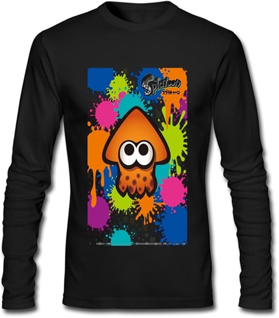 Amazon メンズ 個性的な設計 Splatoon スプラトゥーン長袖 オリジナル クルーネック Tシャツ Xl ブラック Tシャツ カットソー 通販