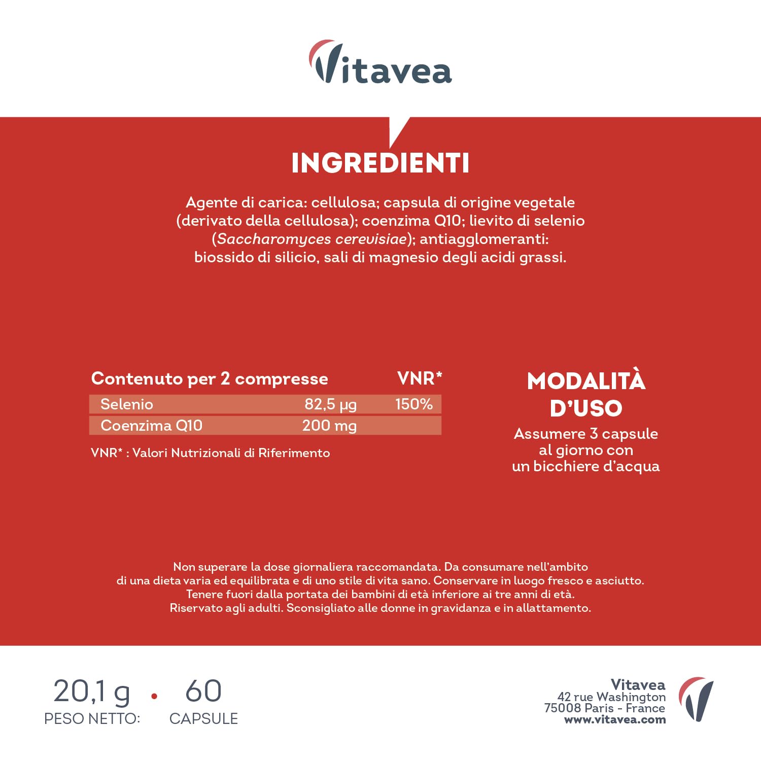 Coenzima Q10 200mg – Integratore Antiossidante Naturale – Con Selenio per Pelle, Unghie e Capelli – 60 Capsule Vegane, Antiage, Supporto Energetico, Protezione Contro lo Stress Ossidativo - Vitavea