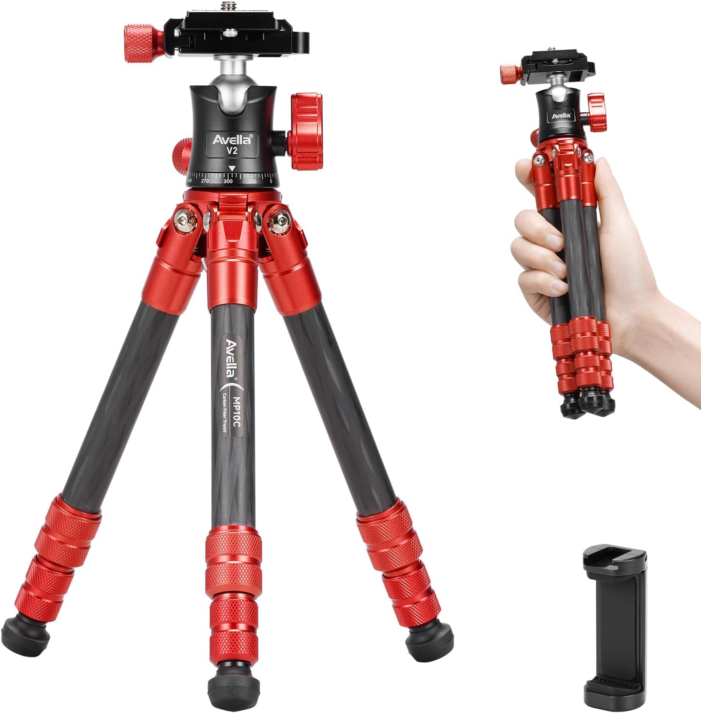 Avella MP10C Carbon Fiber Mini Tripod with 360 Ball Head