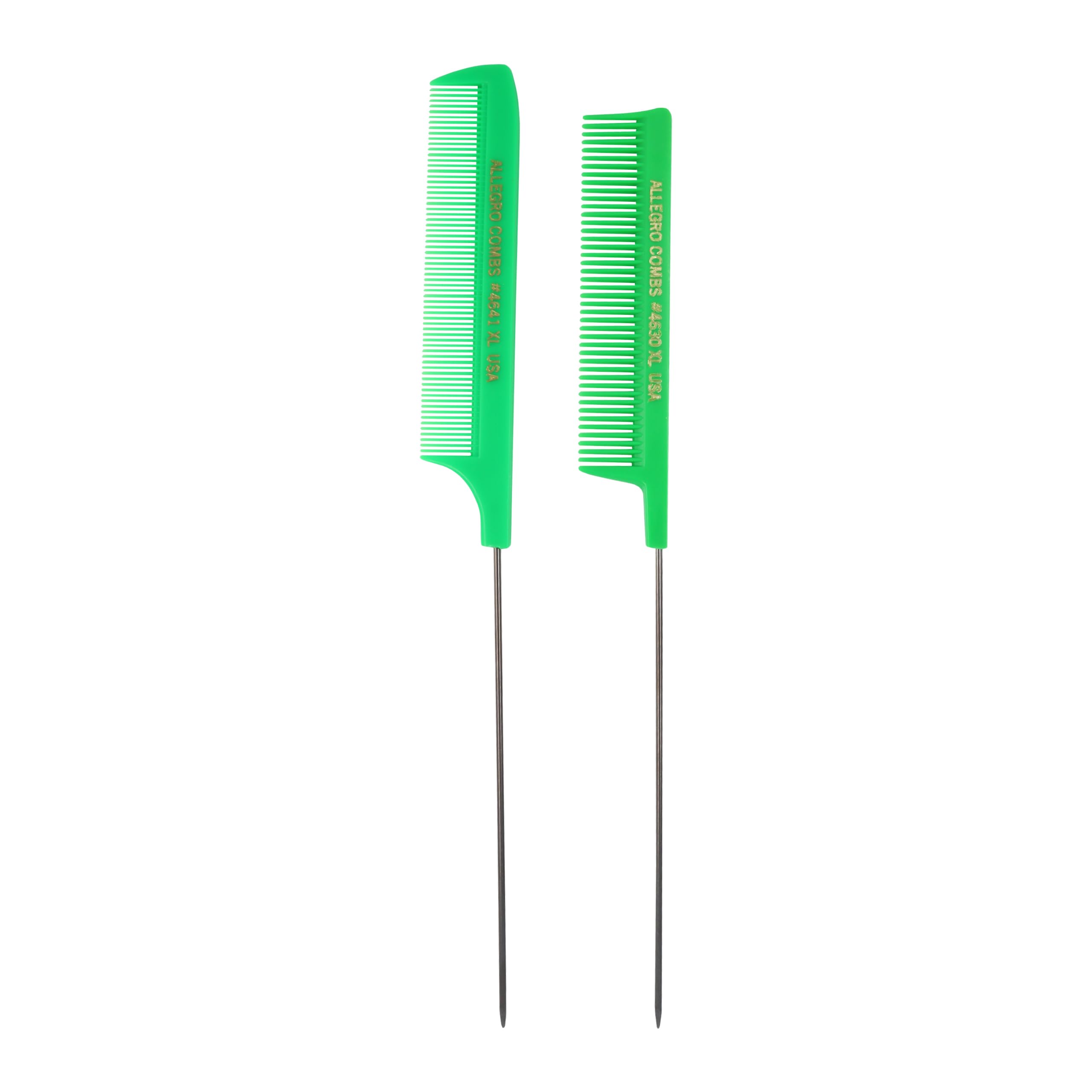 Allegro Combs XL Rattenschwanzkämme Pintail Trennkämme Metallschwanztrennkämme Aluminium Stichkämme Zopfstich Kämme 2 Stück (Neongrün)
