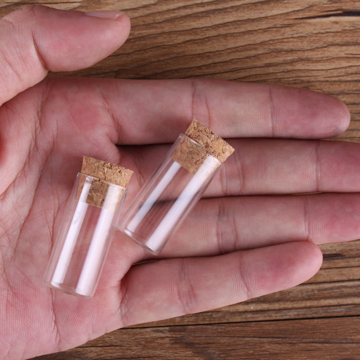 SYLALE 100 Tubos de ensayo de 3 ml y 16 x 35 mm con Tapa de Corcho, frascos de Vidrio, Viales de Vidrio, pequeñas Botellas de Vidrio for Manualidades.