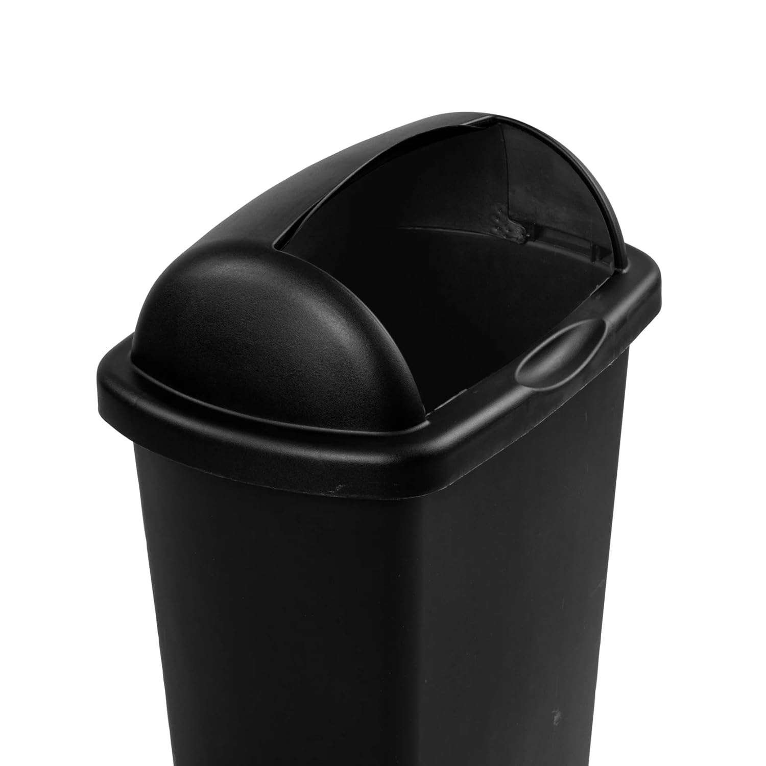 Kitchen Trash Can, 13 Gallon Plastic Garbage Bin with Roll Top Lid, Black