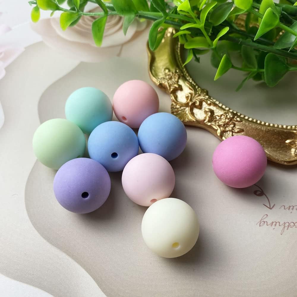 Jmassyang 100 Pieces 20mm Candy Color Acrylic Round Frosted Beads Assorted Candy Color Mix Plastic Pastel Matte Loose Spacer Mixed for Jewelry Making Bracelets Necklaces DIY Crafts