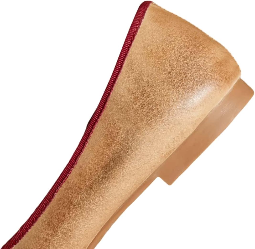 TinaCus Handmade Women's Genuine Leather Bowknot Slip On Round Toe Ballet Flats