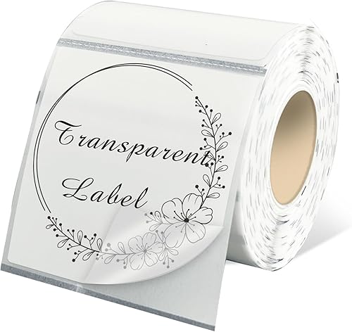 Etiquetas adhesivas térmicas cuadradas transparentes de 2 x 2 pulgadas, etiquetas térmicas directas cuadradas autoadhesivas, 300 hojas con línea de