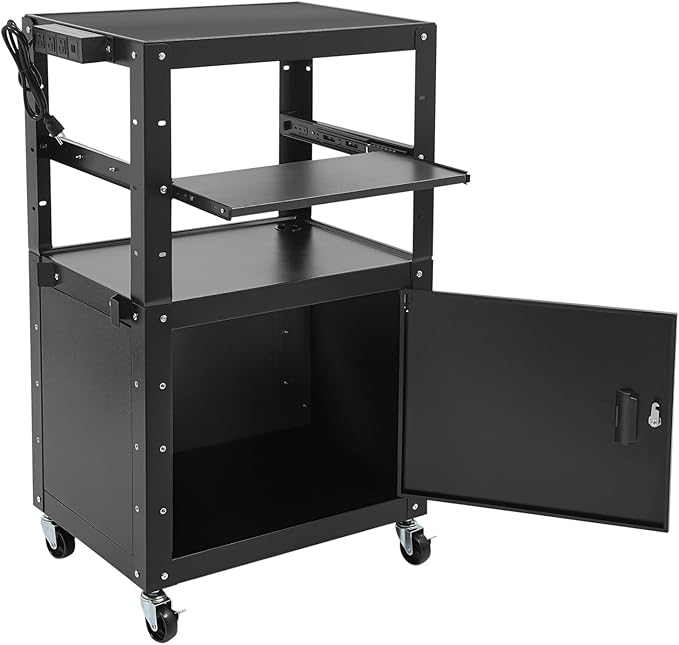 Carro AV con Bandeja para Teclado y Gabinete, Ajustable en Altura miniatura 7
