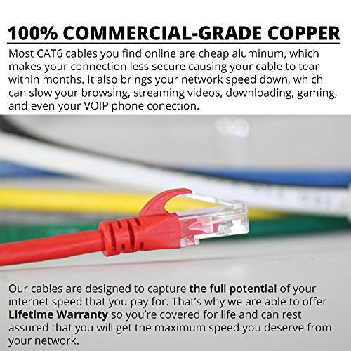 Dynacable Heavy Duty Cat6 Ethernet Copper Cable With Snagless Rj45 Connectors | 10 Pack/14Ft, 24 Awg 550Mhz, Ul-Listed, 10 Gb Max Speed For Fast Computer Networking - Red #TOP6