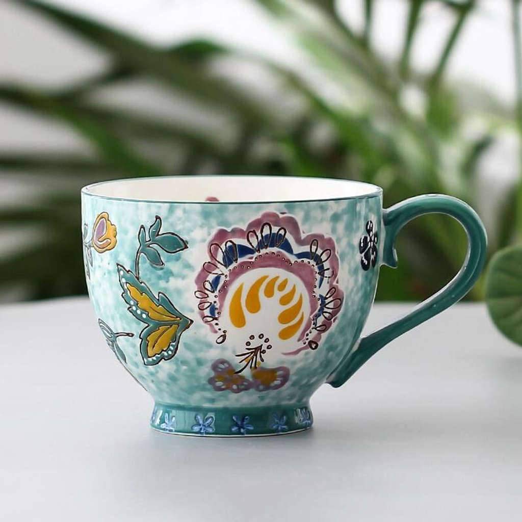 Miska do zupy z uchwytem, 490 ml miski do zupy kubek kubek na śniadanie płatki śniadaniowe lody w Chinach porcelana ceramika kuchnia maroko duże kolory prezent-L