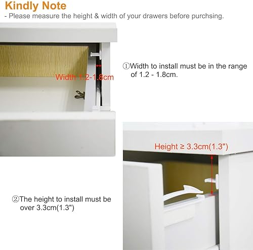 Miniatura 4 de Coolrunner - Paquete de 8 cerraduras de seguridad para niños, cerraduras de cajones a prueba de bebés, cierres invisibles de seguridad para bebés