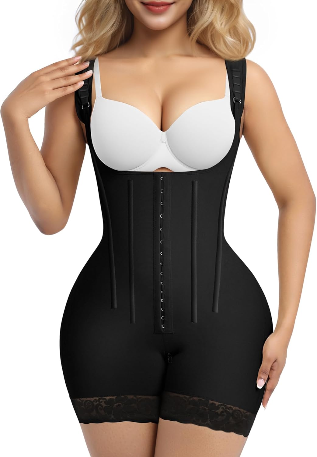SHAPERX Women's Fajas Colombianas Tummy Control Shapewear Postpartum Butt Lifting Body Shaper with Boned Support