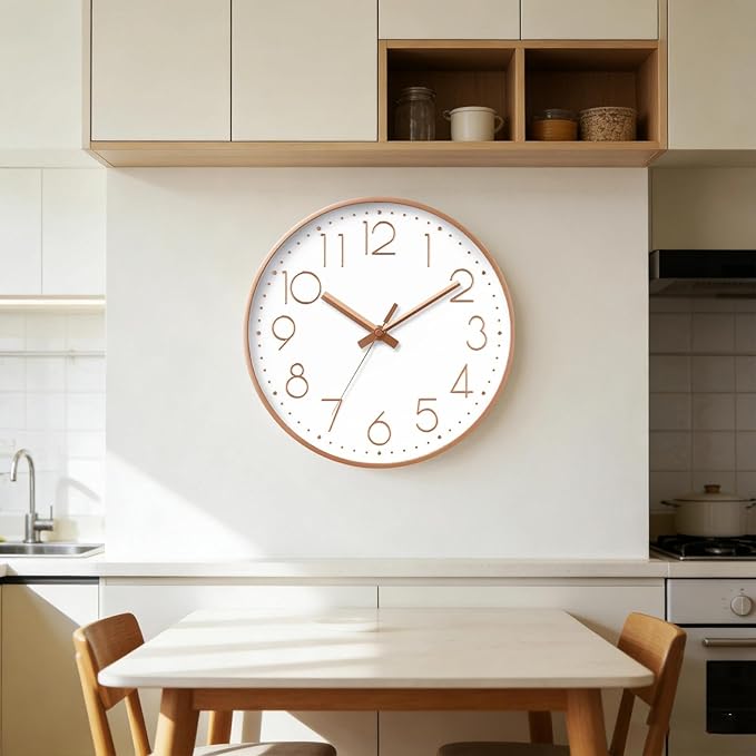 Reloj de Pared DAXSMY 8 Pulgadas - Silencioso 3D - Batería - Rosa Dorado miniatura 7