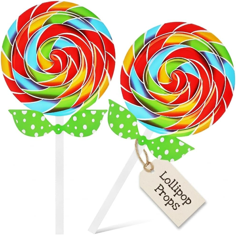 Giant Lollipop: 12.7" Jumbo Swirl Lollipop Props - Large Fake Candy Photo Props for Candy Themed Party & Whimsical Book Character Decor