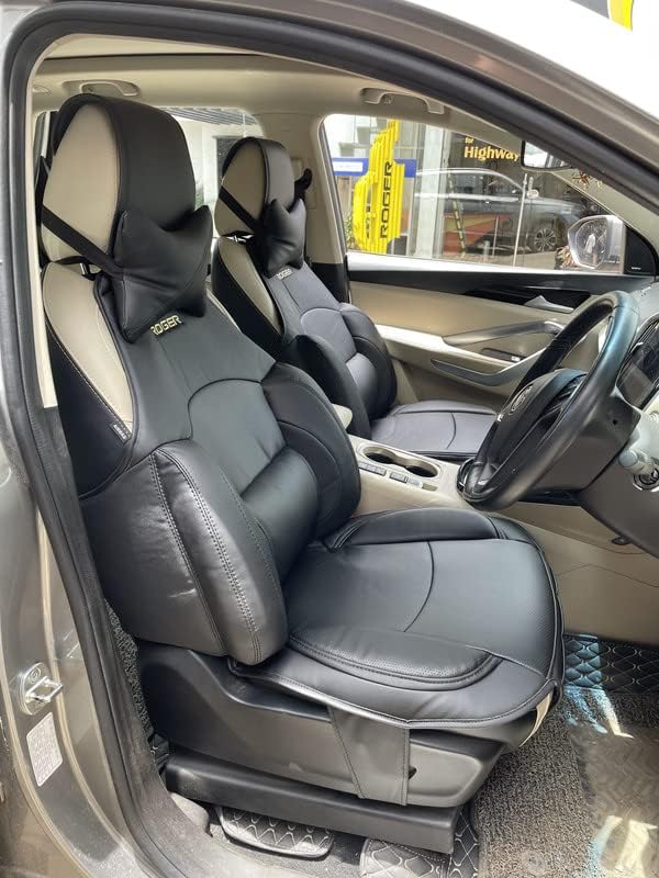 ROGER Aveo Comfort Lumbar Cushion Black (2 Piece) Multi Support, Synthetic Leather.