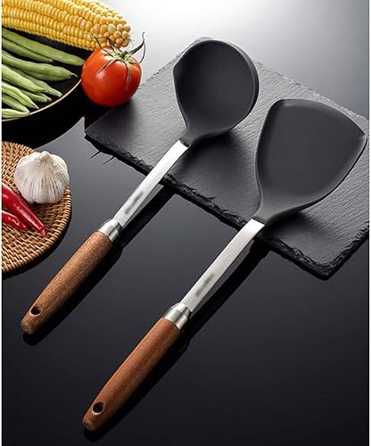 Miniatura 6 de Utensilios de cocina para el hogar, utensilios de cocina y herramientas, cuchara de silicona de acero inoxidable, juego de herramientas de cocina