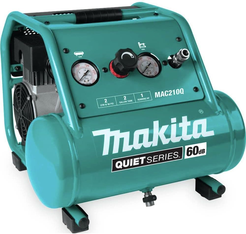 Makita MAC210Q-R Quiet Series 1 HP 2 Gallon Oil-Free Hand Carry Air Compressor (Renewed)