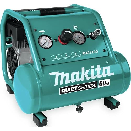 Makita MAC210Q-R Quiet Series 1 HP 2 Gallon Oil-Free Hand Carry Air Compressor (Renewed)