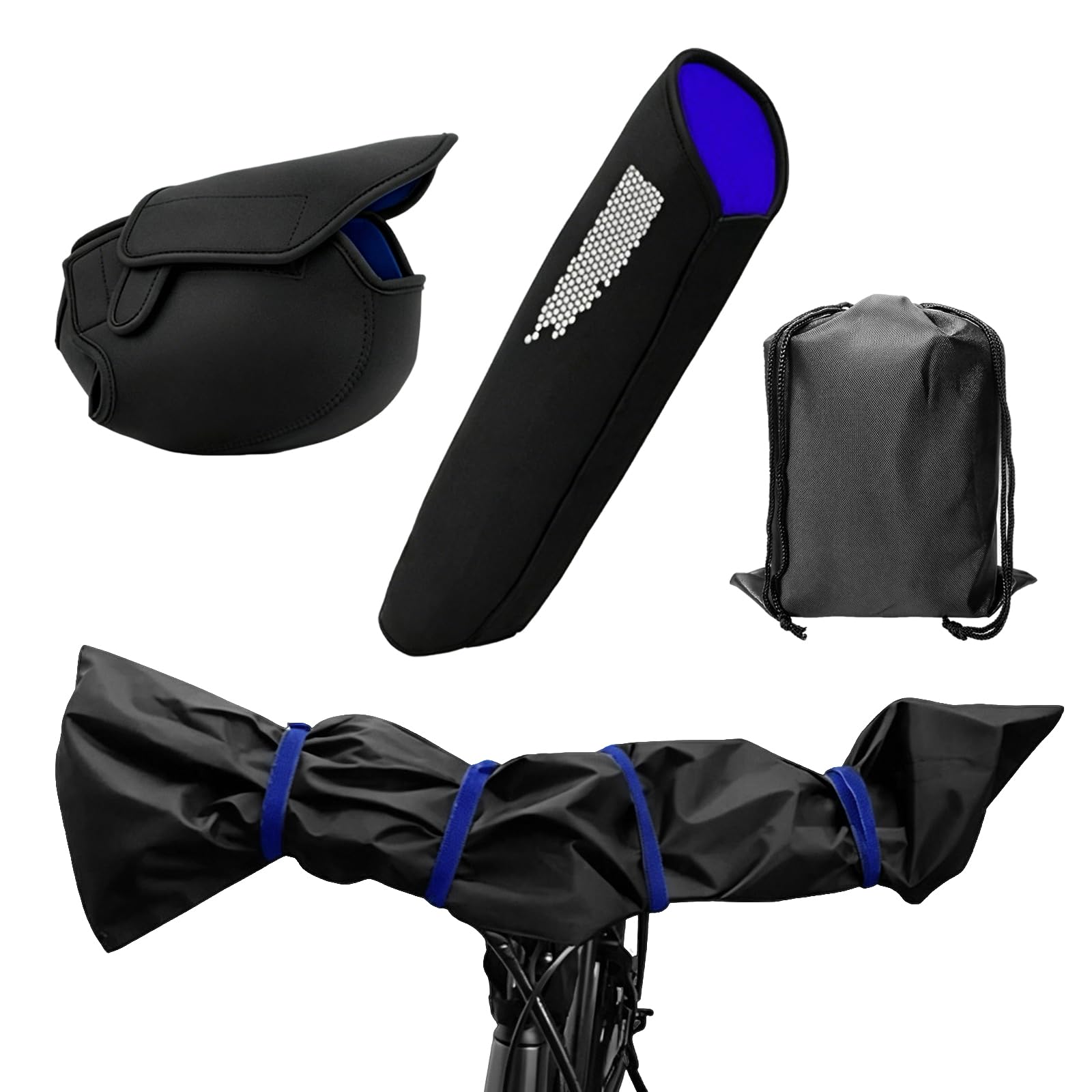 Juego de 3 fundas protectoras para bicicleta eléctrica, para transporte, batería, motor y manillar, impermeable, protege la electrónica de la lluvia, la suciedad y las salpicaduras, ajuste universal