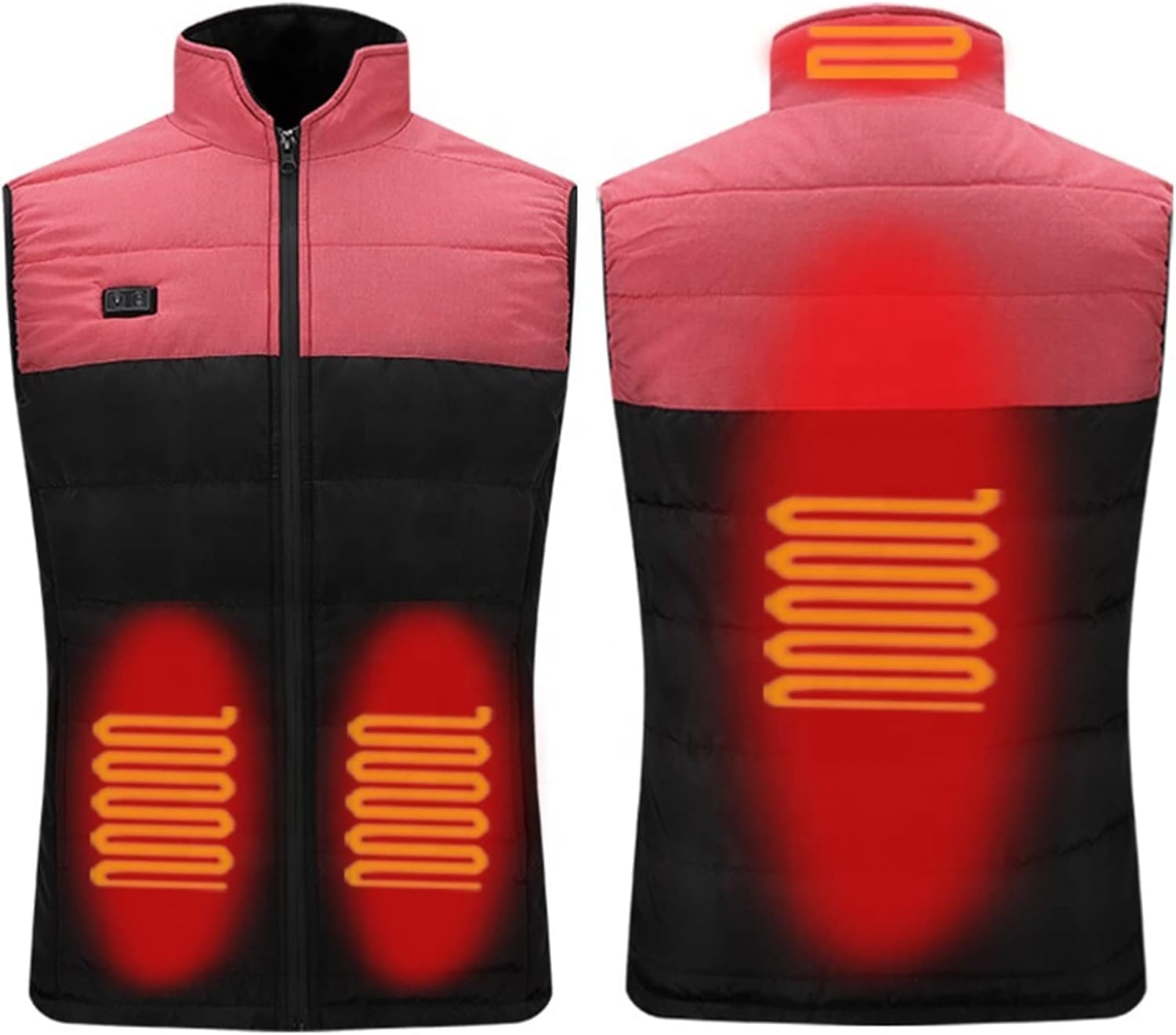 HB1 Unisex Heated Vest USB Rechargeable Lightweight Sleeveless Heating Waistcoat Down Jacket (Power Bank NOT Included),Pink,S(Length63cm)