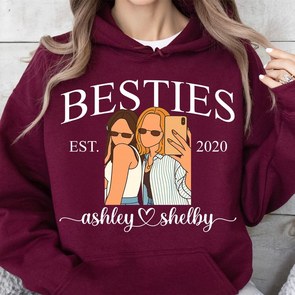 Personalized Besties Sweatshirts, Custom Names and Year Shirt, Sisters Matching Hoodie, BFF Gifts - Image 5