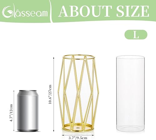 Miniatura 5 de Glasseam Floreros dorados para decoración jarrones geométricos modernos para flores, jarrón decorativo de metal para decoración del hogar, sala de