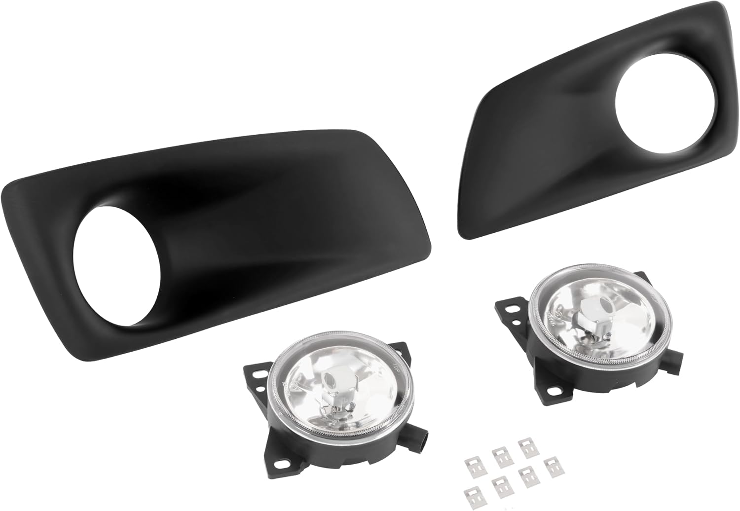 HECASA Pair Fog Lights w/Fog Light Bezel Compatible with 2008-2015 Kenworth T660 Fog Lamp Assembly w/Bulbs Driver & Passenger Side Clear Lens+Black bezel