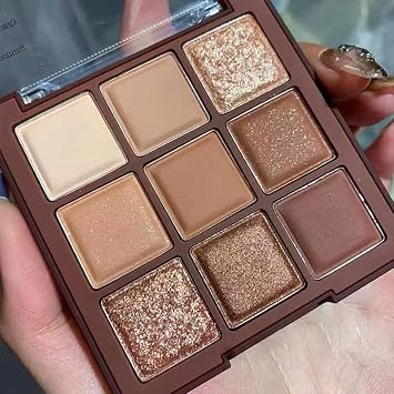 Nude Matte Shimmer Eyeshadow Palette - 9 Colors High Pigment Makeup, Highly Pigmented Creamy Waterproof Eye Shadow Powder, Create a Neutral Eye Look, Long Wearing