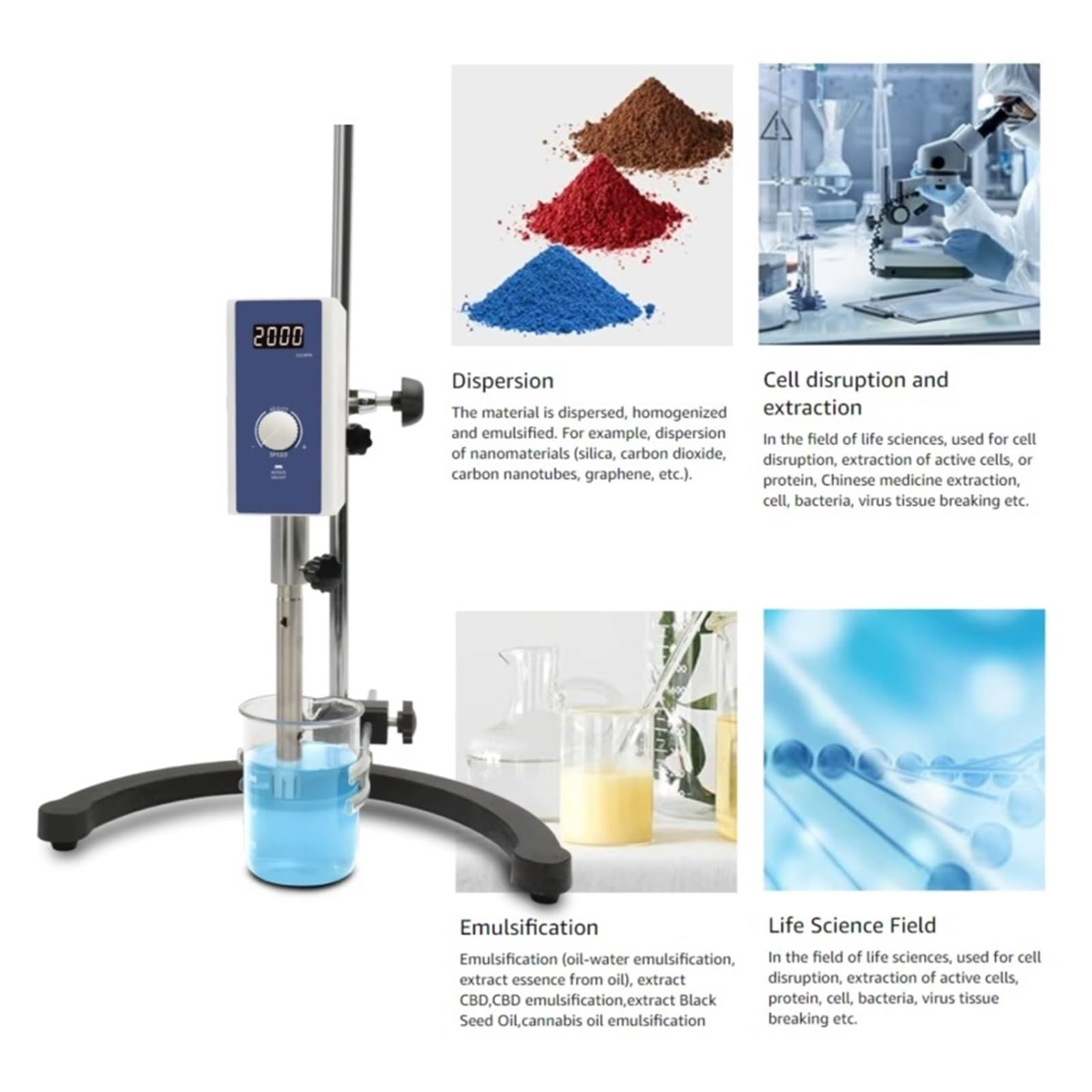 Homogeneizador, Homogeneizador emulsionante de alto cizallamiento Pintura Crema Lociones laboratorio Mezclador alta velocidad