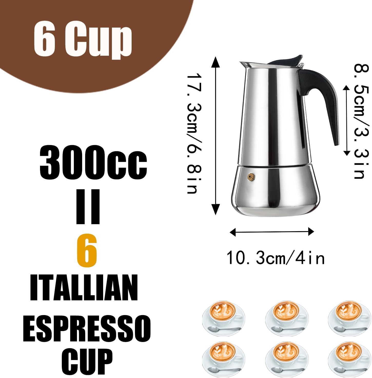 12 Cup Aluminum Moka Pot & 6 Cup Stainless Steel Espresso Stovetop Coffee maker Percolator Italian Coffee Maker