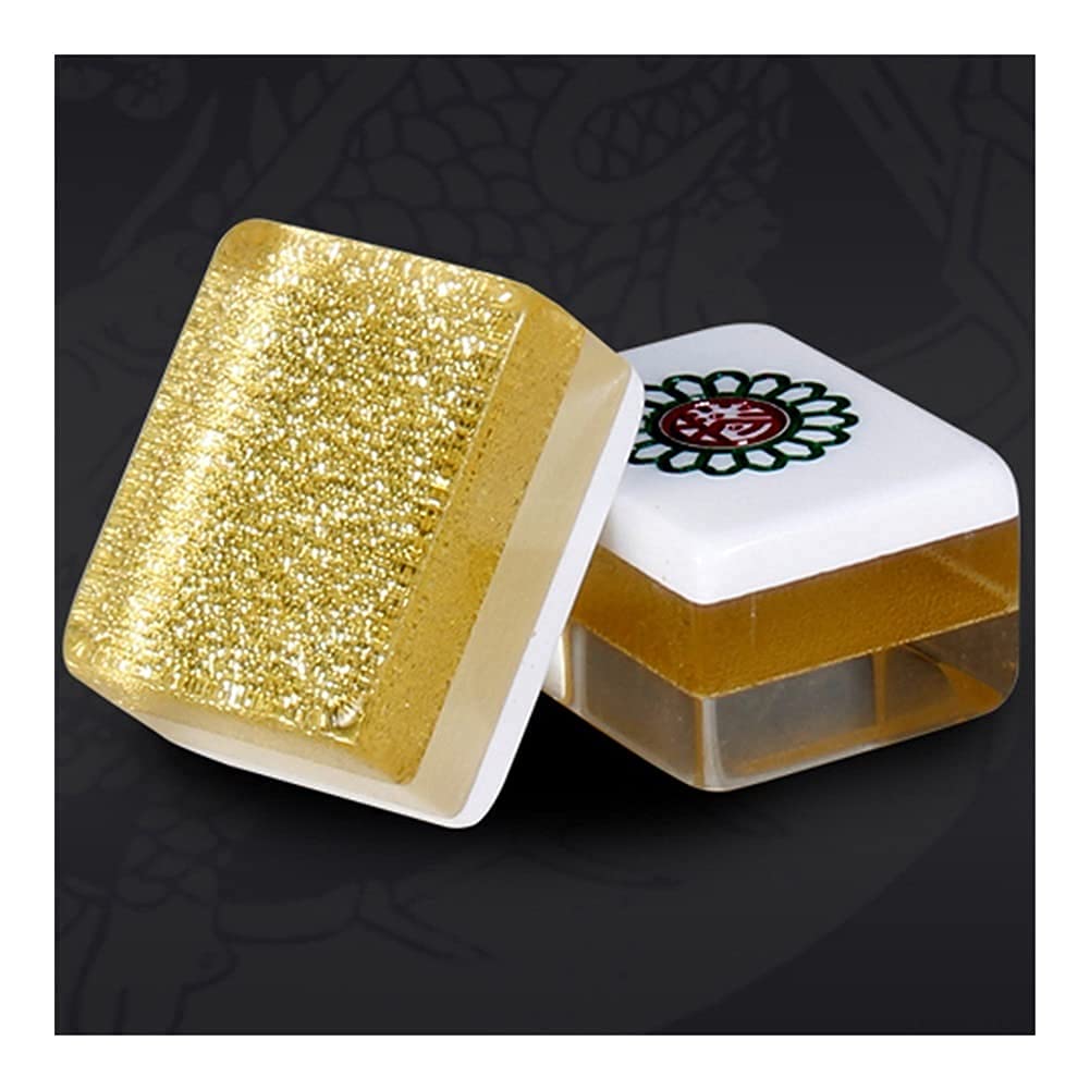 Mahjong-Sets Chinesisch Chinesisches Mahjong Mah-Jongg-Set mit 144 Mini-Kacheln, Punktwürfel, Kunststoffbox, extra weiße Kacheln für Reisen, Familienspiel, Mah-Jongg-Set