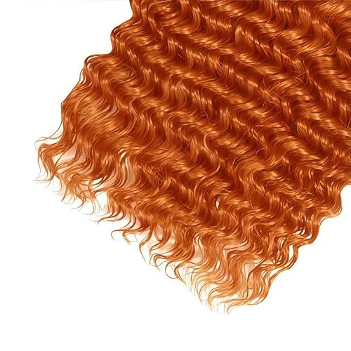 KODRHAR Ginger Orange Human Hair Bundles Deep Wave Bundles 8 10 12 inch Double Weft Brazilian Virgin Orange Deep Curly Human Hair Extensions Color 350 — view 5