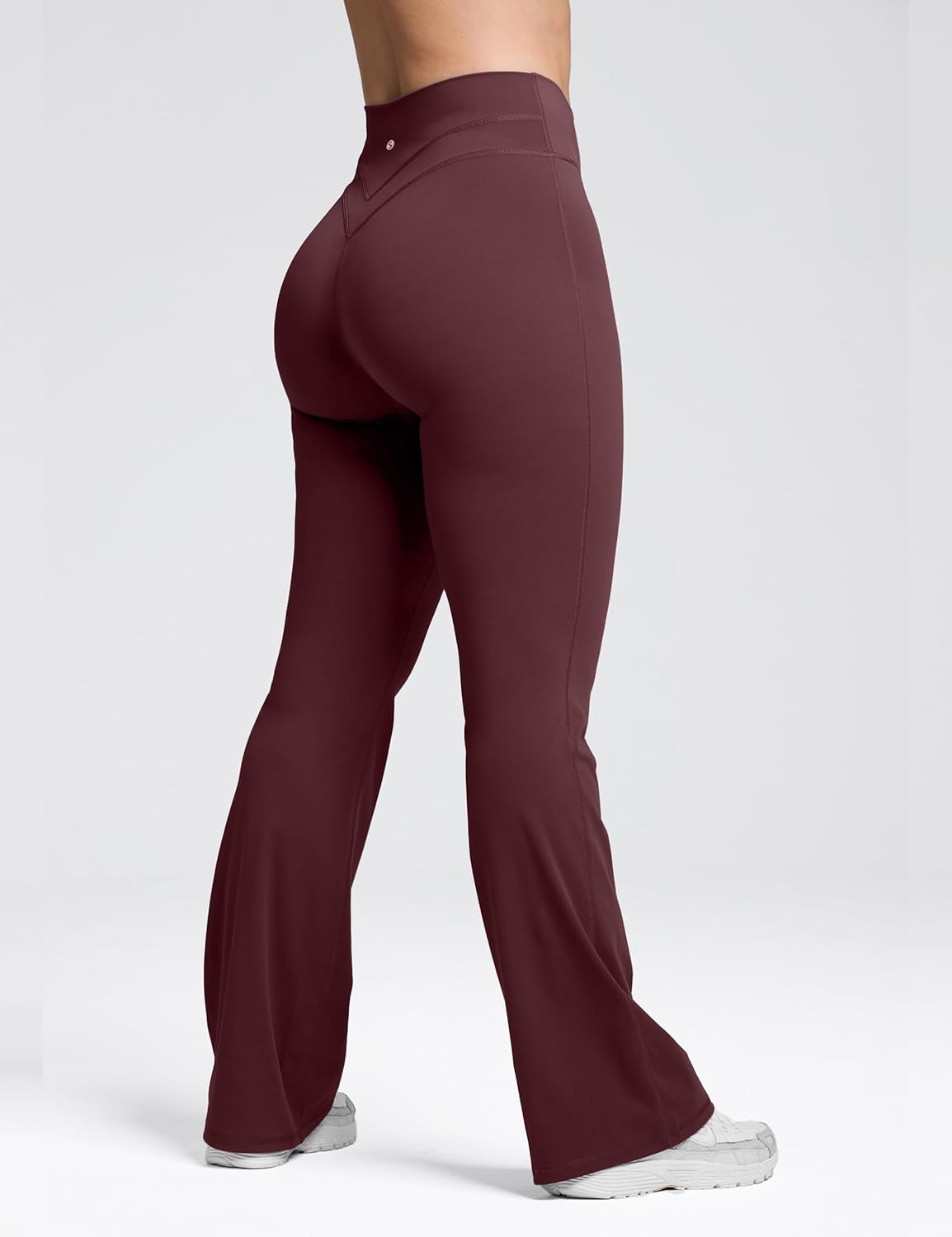 Sogetdo Crossover Flare Leggings for Women Seamless Tummy Control Bootcut Wide Leg Gym Workout Yoga Pants - Image 3