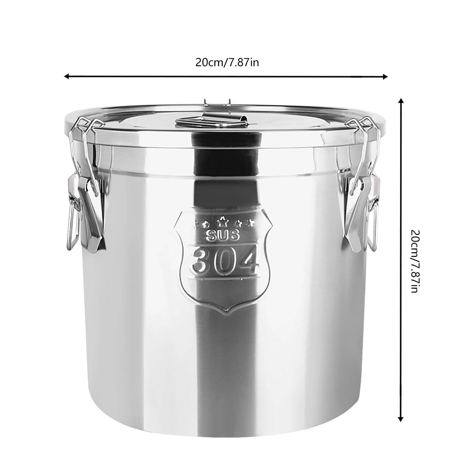 Bidón hermético para alimentos de acero inoxidable para granos, 6L, cubo de acero inoxidable con tapa para almacenamiento de cereales de harina de arroz